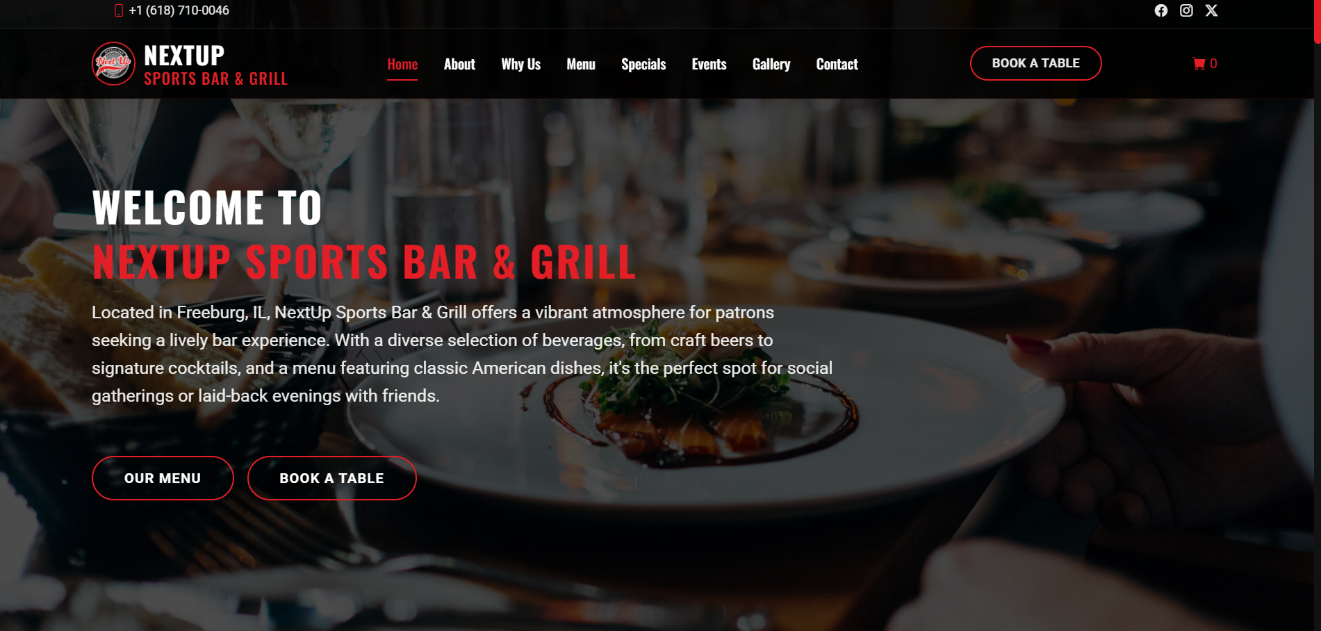Next Up Bar & Grill Website Preview